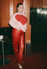 ELOQUII Slit Hem Faux Leather Pant - Barbados Cherry