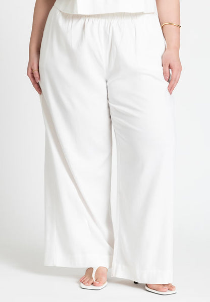 ELOQUII Easy Wide Leg Linen Pant - Snow White