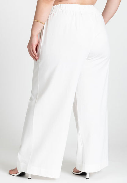 ELOQUII Easy Wide Leg Linen Pant - Snow White
