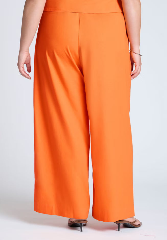 ELOQUII Easy Wide Leg Linen Pant - Bright Orange
