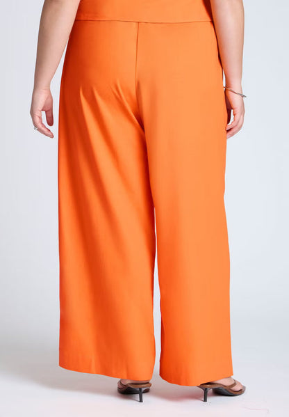 ELOQUII Easy Wide Leg Linen Pant - Bright Orange
