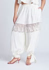 ELOQUII Balloon Pant With Lace And Tie Hem - Jet Stream