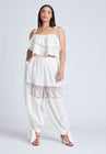 ELOQUII Balloon Pant With Lace And Tie Hem - Jet Stream