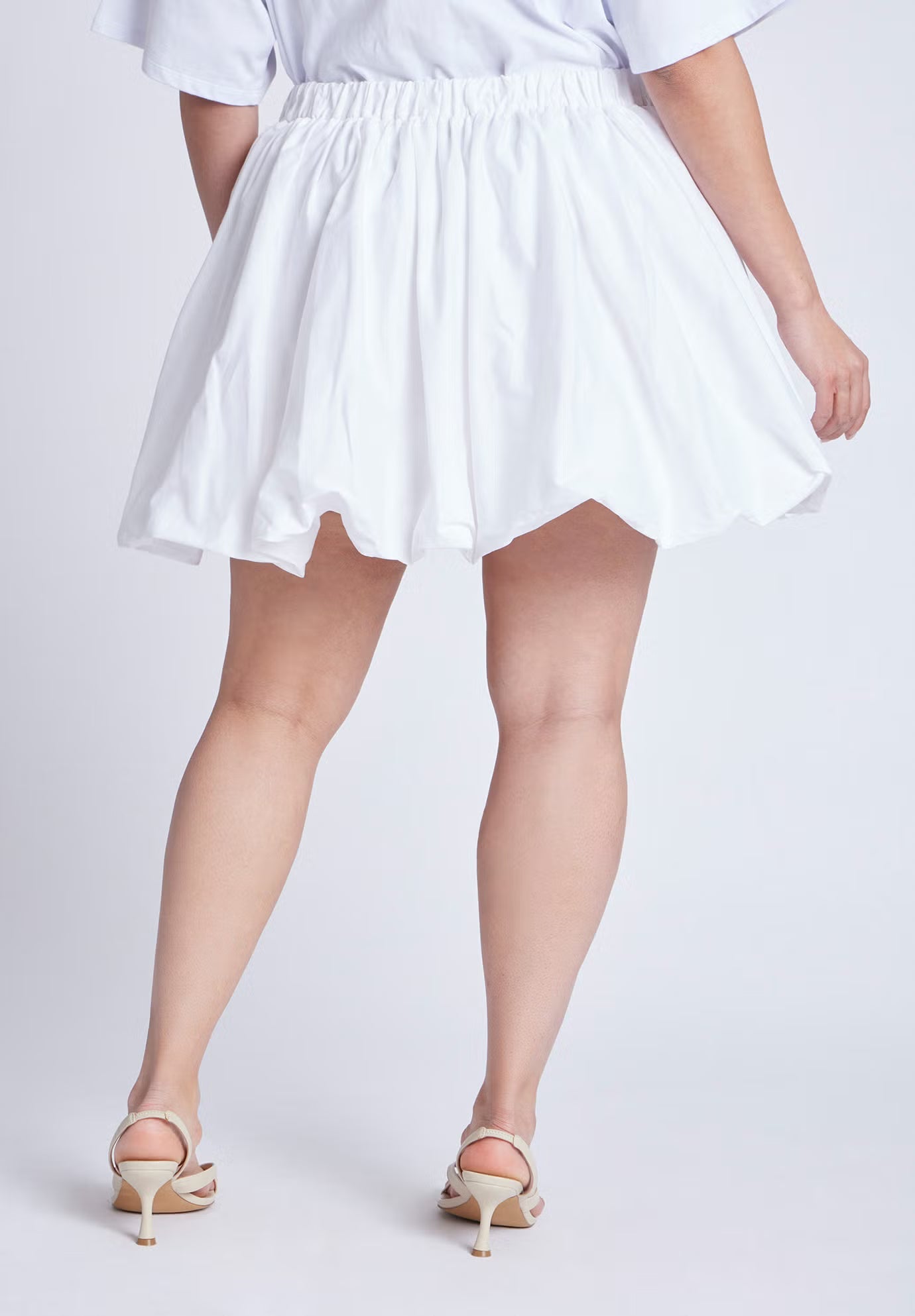 ELOQUII Mini Bubble Hem Skirt - Bright White