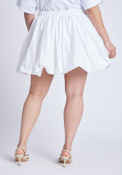 ELOQUII Mini Bubble Hem Skirt - Bright White