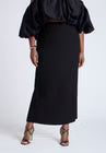 ELOQUII Linen Blend Column Skirt - Black Onyx