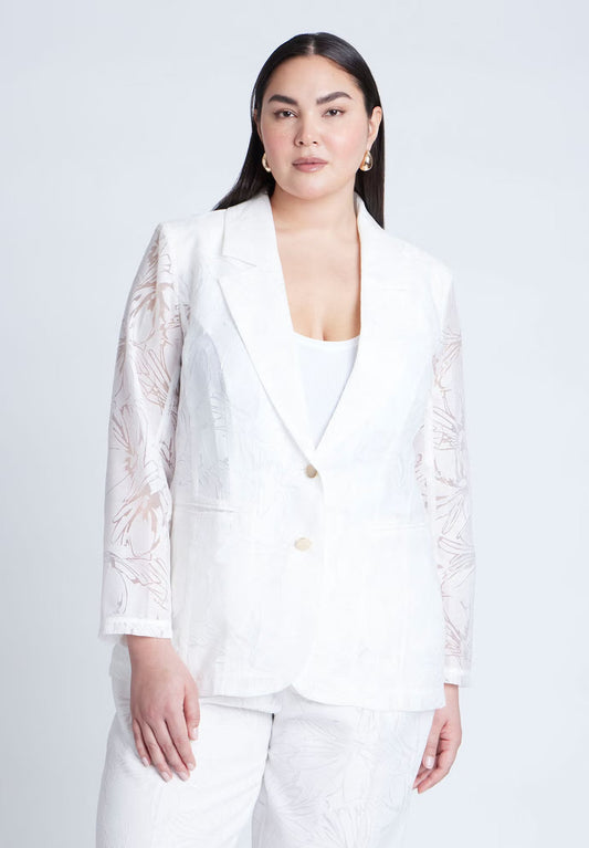 ELOQUII Burnout Blazer - Soft White
