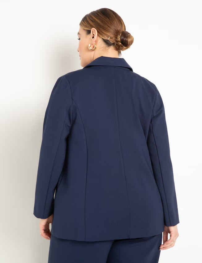 ELOQUII The Ultimate Stretch Long One Button Blazer - Maritime Blue