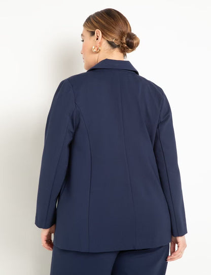 ELOQUII The Ultimate Stretch Long One Button Blazer - Maritime Blue