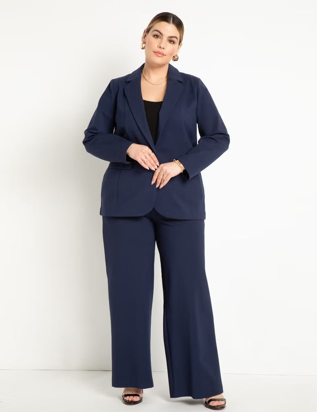 ELOQUII The Ultimate Stretch Long One Button Blazer - Maritime Blue