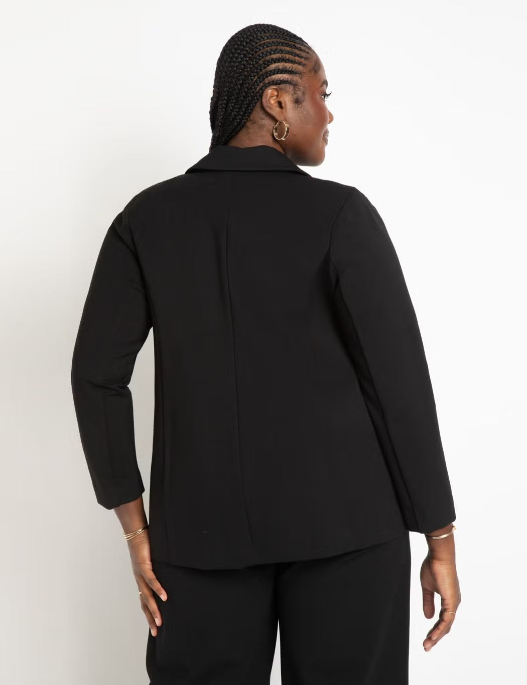 ELOQUII The Ultimate Stretch Long One Button Blazer - Totally Black