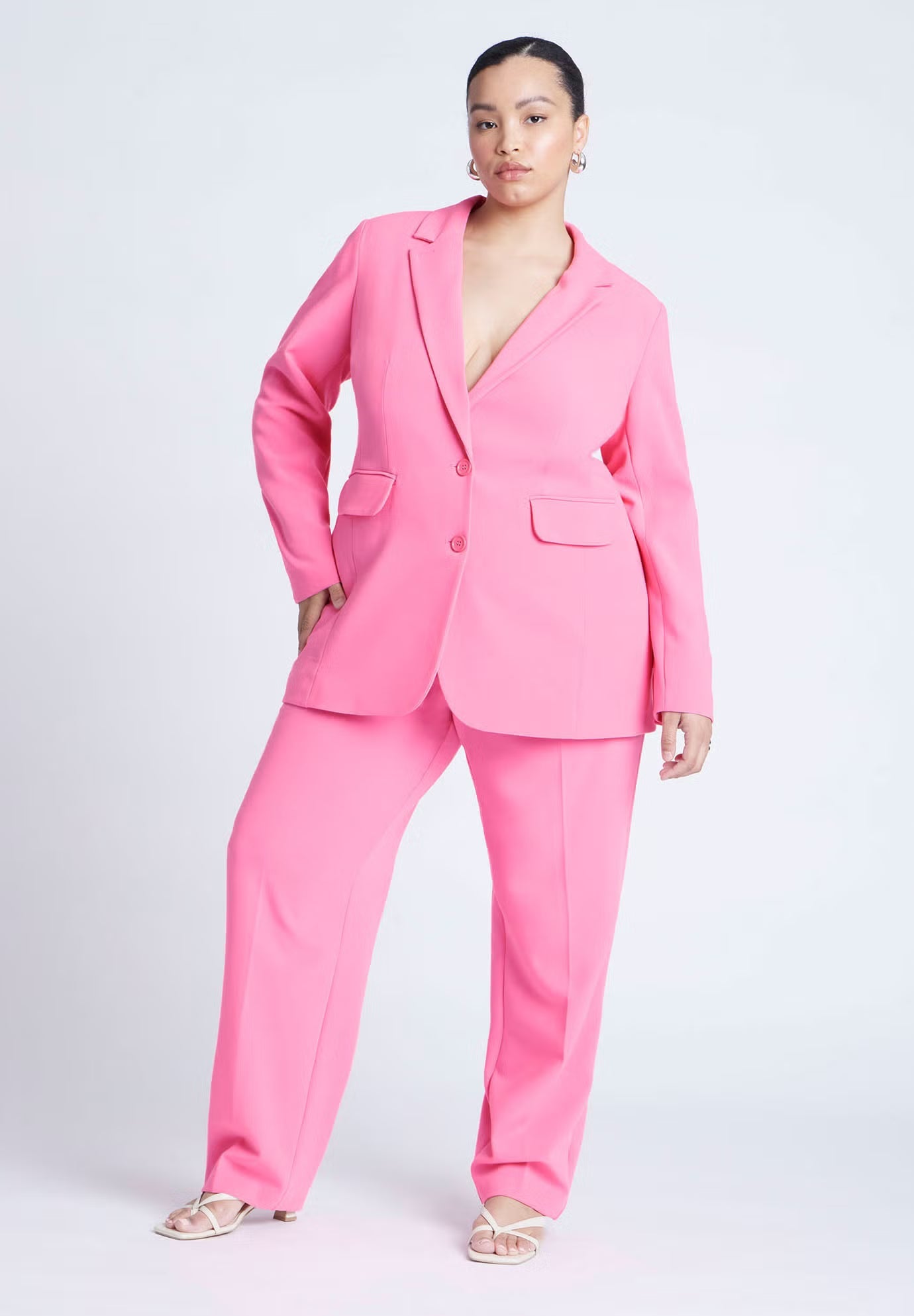 ELOQUII The 365 Semi Stretch Two Button Blazer - Pink Cosmos