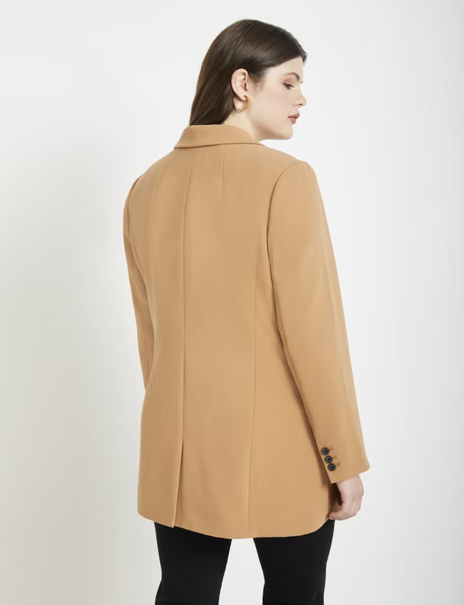 ELOQUII The 365 Semi Stretch Two Button Blazer - Biscuit