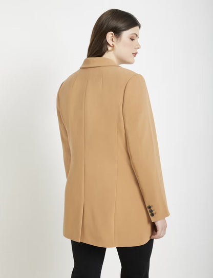 ELOQUII The 365 Semi Stretch Two Button Blazer - Biscuit