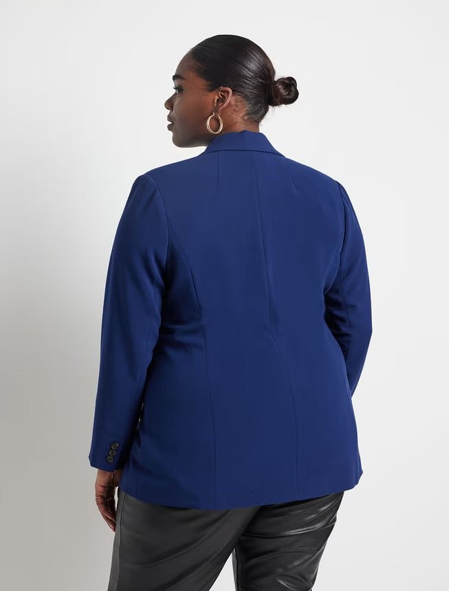 ELOQUII The 365 Semi Stretch Two Button Blazer - Ocean Cavern