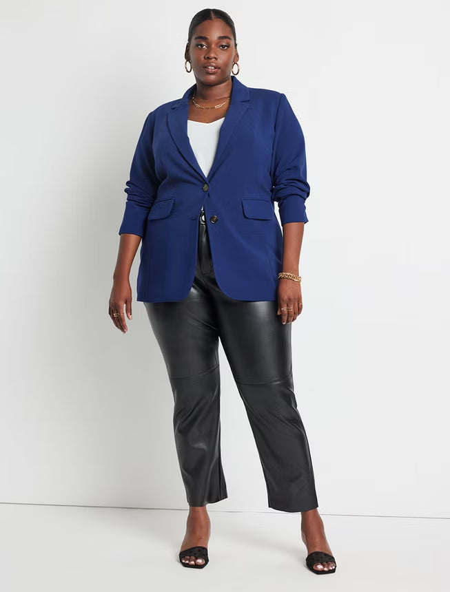 ELOQUII The 365 Semi Stretch Two Button Blazer - Ocean Cavern