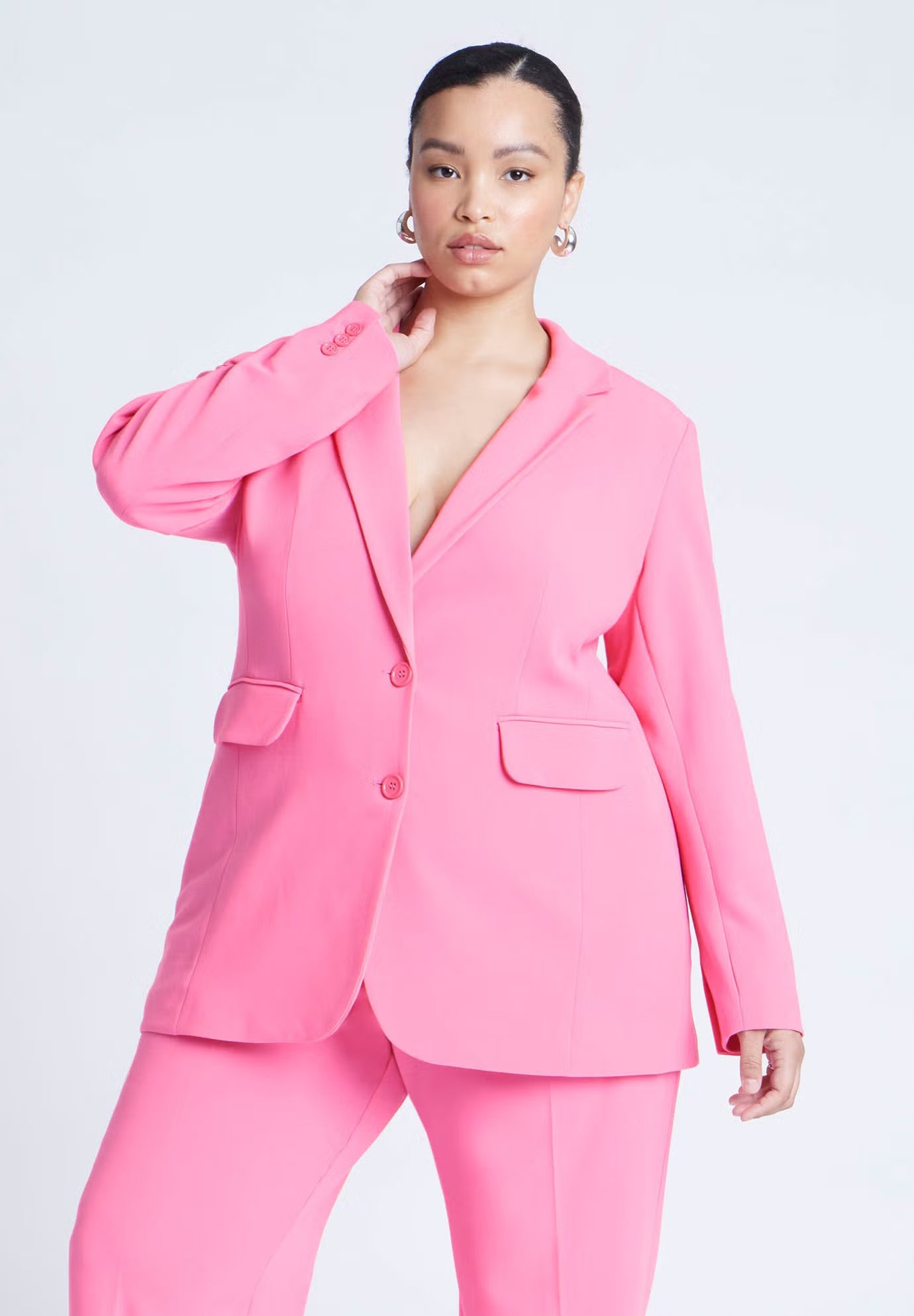 ELOQUII The 365 Semi Stretch Two Button Blazer - Pink Cosmos