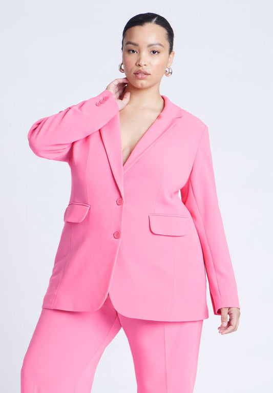 ELOQUII The 365 Semi Stretch Two Button Blazer - Pink Cosmos