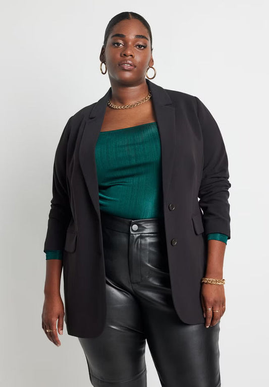 ELOQUII The 365 Semi Stretch Two Button Blazer - Black