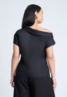 ELOQUII Asym Neckline Short Sleeve Blazer - Black Onyx