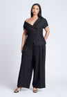 ELOQUII Asym Neckline Short Sleeve Blazer - Black Onyx