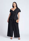 ELOQUII Asym Neckline Short Sleeve Blazer - Black Onyx