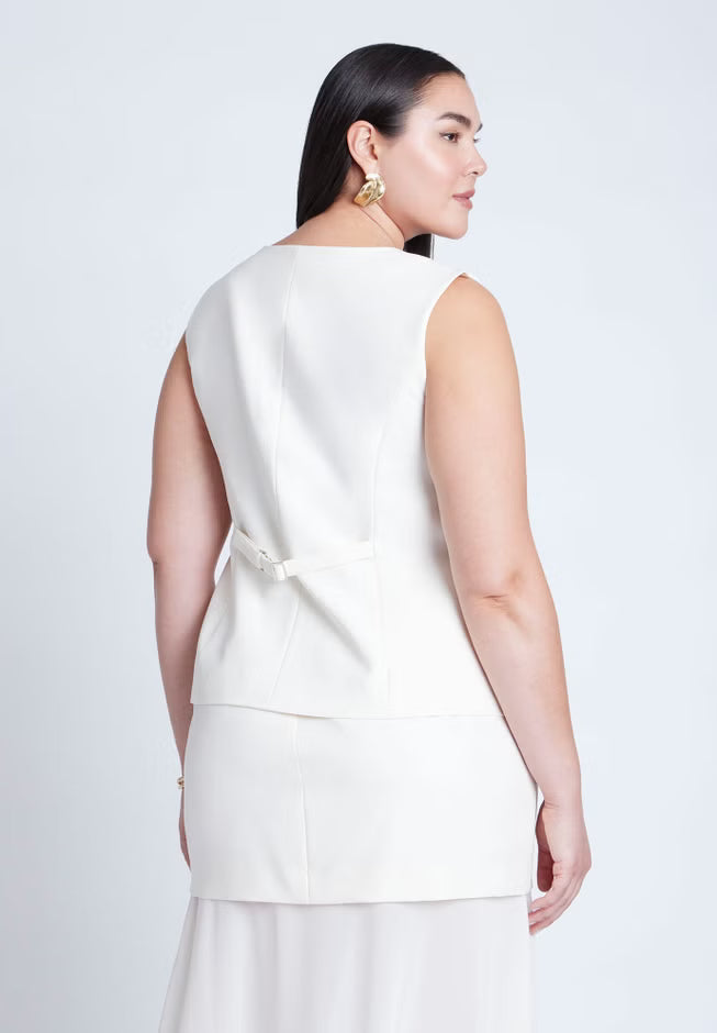ELOQUII Split Hem Suiting Vest - Cream