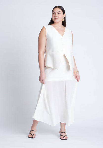 ELOQUII Split Hem Suiting Vest - Cream