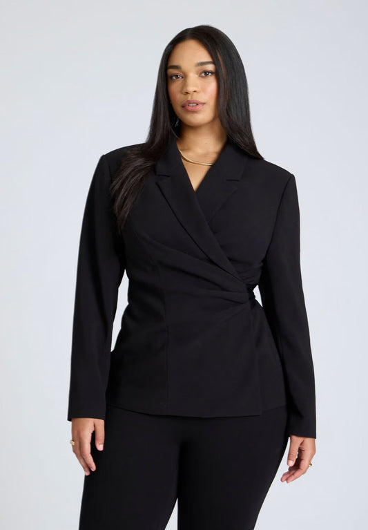 ELOQUII Wrap Blazer - Black Onyx