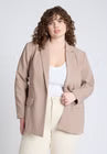 ELOQUII The Fluid Crepe Longline Blazer - Mocha Meringue