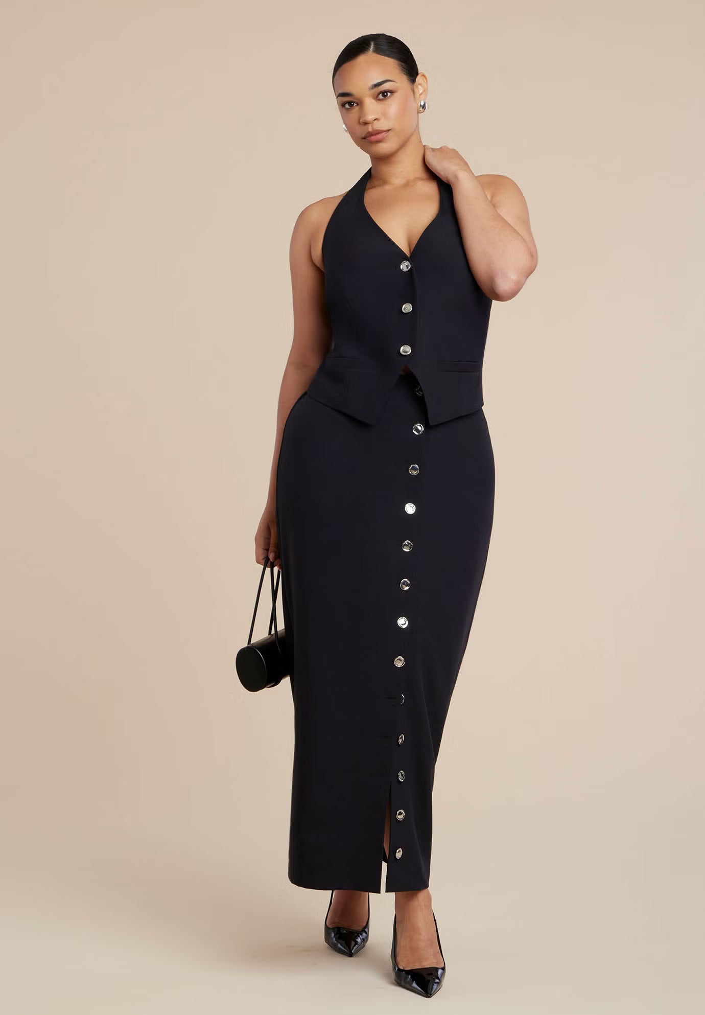 ELOQUII Halter Vest - Black Onyx