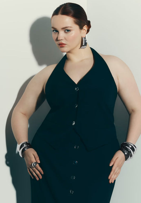 ELOQUII Halter Vest - Black Onyx