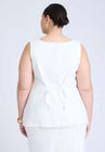 ELOQUII Square Neck Scoop Hem Linen Blend Vest - Snow White