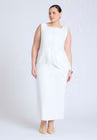 ELOQUII Square Neck Scoop Hem Linen Blend Vest - Snow White