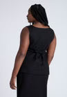 ELOQUII Square Neck Scoop Hem Linen Blend Vest - Black Onyx