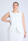 ELOQUII Square Neck Scoop Hem Linen Blend Vest - Snow White
