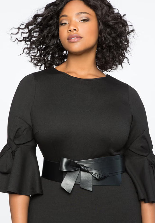 ELOQUII Wide Waist Bow Belt - Black