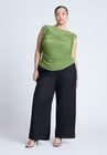 ELOQUII Shirred Mesh Top With Shoulder Flounces