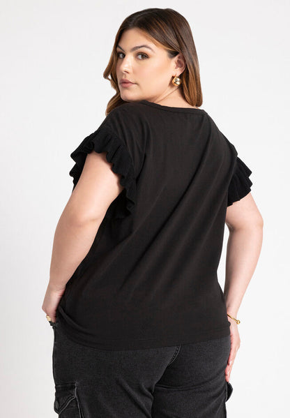 ELOQUII Women's Ruffle Sleeve Tee