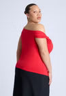 ELOQUII Asym Twist Sleeve Top - High Risk Red