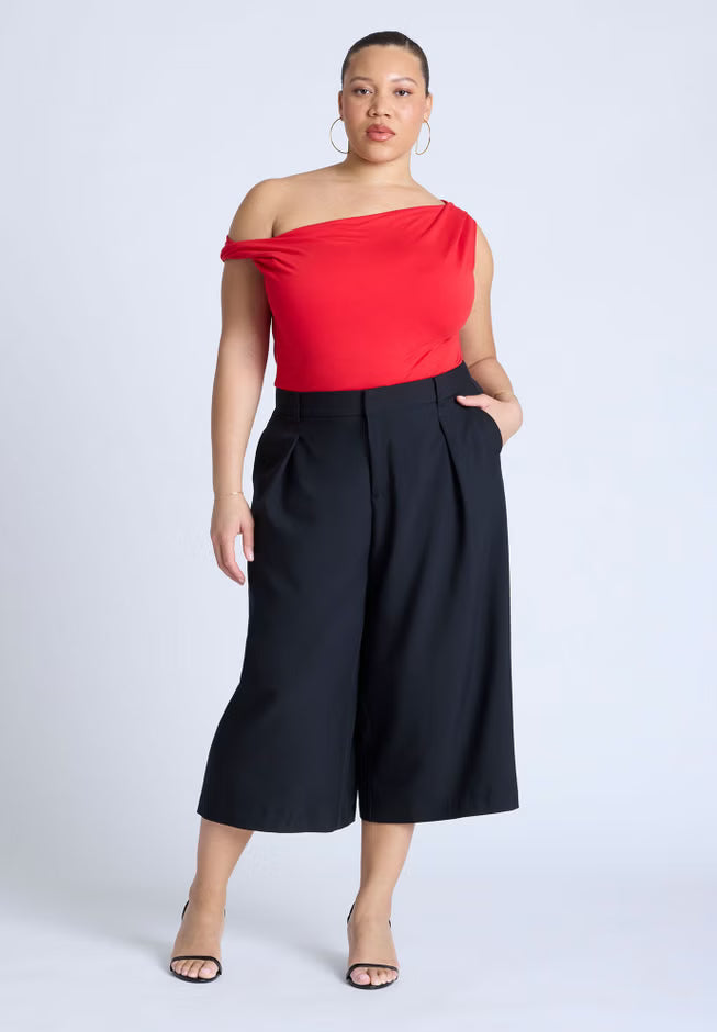 ELOQUII Asym Twist Sleeve Top - High Risk Red