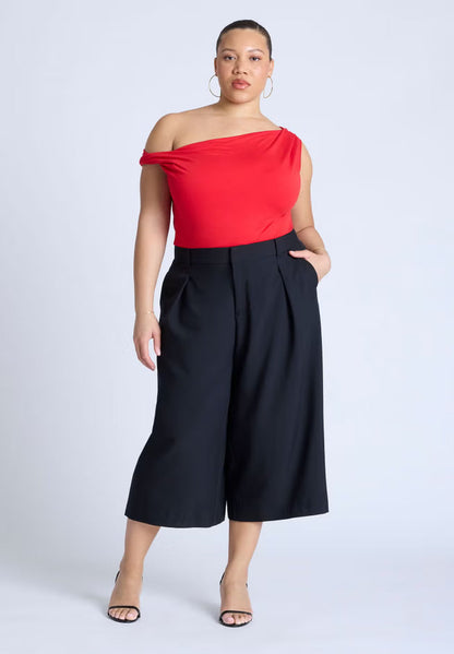 ELOQUII Asym Twist Sleeve Top - High Risk Red