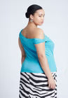 ELOQUII Asym Twist Sleeve Top - Blue Curacao