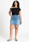 ELOQUII Asym Twist Sleeve Top - Black Onyx