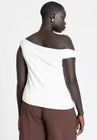 ELOQUII Asym Twist Sleeve Top - Tofu