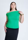 ELOQUII Asym Twist Sleeve Top - Bright Green