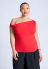 ELOQUII Asym Twist Sleeve Top - High Risk Red