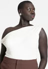 ELOQUII Asym Twist Sleeve Top - Tofu