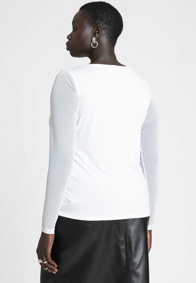 ELOQUII Women's Sheer Sleeve Tee