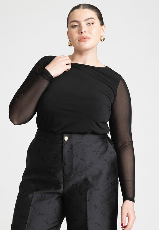 ELOQUII Women's Sheer Sleeve Tee